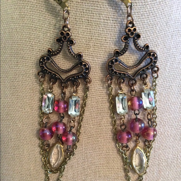 Hand Crafted Jewelry - Vintage Hand Crafted Chandelier Earrings